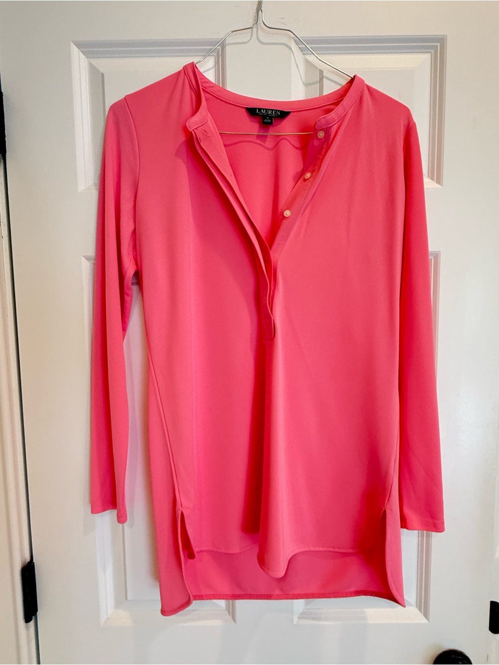 Ralph Lauren Hot Pink Long-Sleeve Henley Tunic